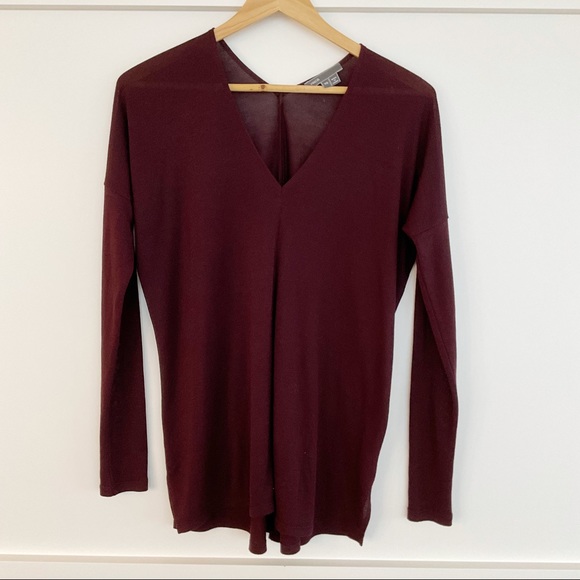 Vince Double V Neck Long Sleeve Tunic Knit Top - Picture 5 of 11